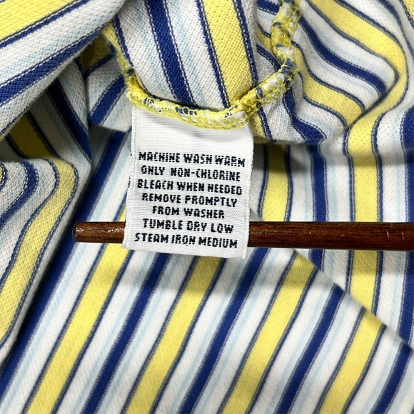 Polo Ralph Lauren Golf Fit Short Sleeve Shirt Men's L Striped Yellow Blue Preppy - Picture 14 of 15